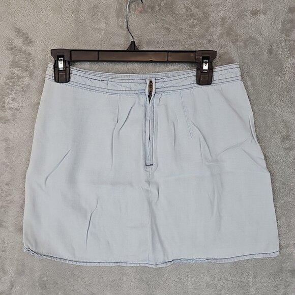 BDG Urban Outfitters Mini Skirt Womens Size 4 Light Blue Lyocell Front Slits - Picture 2 of 7